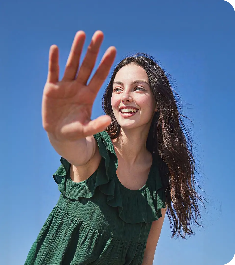 Woman smiling outdoors